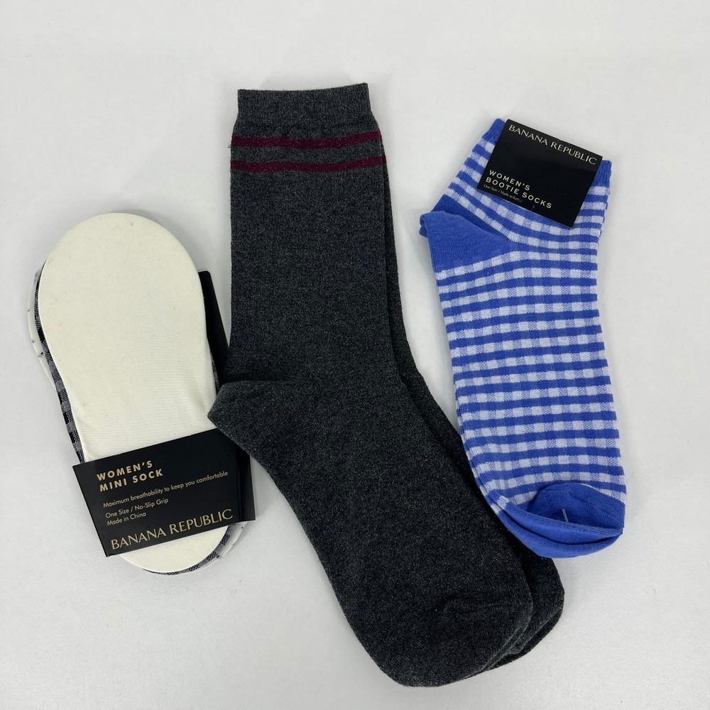 Banana Republic Womens Socks Multi Pack No Show Bootie Crew Gingham Polka Dot